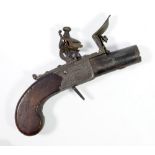 A flintlock muff pistol, with screw-off barrel and lock inscribed 'Barber, Newark',