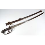 A William IV light cavalry sabre, with wirework shagreen grip,