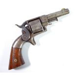 An unusual six shot rimfire revolver, the top of barrel stamped 'Ethan, Allen & Co, Worcester. Mass.