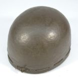 A British WWII dispatch rider's helmet with interior leather lining.