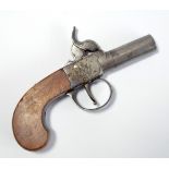 A small percussion cap muff pistol with screw-off barrel, the lock engraved 'Mabson,