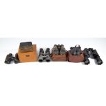 AITCHINSON; six pairs of various binoculars including a boxed pair and two cased pairs (6).