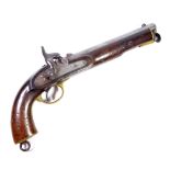 A good percussion cap pistol, the lock stamped 'Tower 1858', beside 'VR' beneath crown cipher,