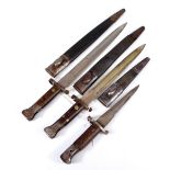 Two military issue part wooden and steel handled bayonets,