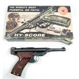 A boxed Hy-Score .22 target air pistol.