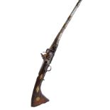 A Middle Eastern flintlock musket with bone inlaid stock (af), length 130cm.