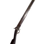 A percussion cap musket, with ring loop attachment and ramrod, length 132cm.