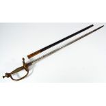 A 19th century light infantry officer's spadroon, with wirework grip, embossed pommel,