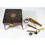 JH STEWARD OF LONDON; a 19th century mahogany cased travelling microscope,