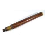 DOLLAND OF LONDON; a 2.5" brass single drawer telescope with leather barrel, length 69cm.