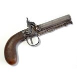 A small percussion cap pocket pistol with octagonal barrel, integral ramrod,