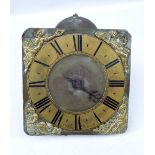 An interesting 18th century nine inch brass longcase clock dial movement for a thirty hour clock,