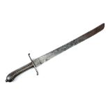 A 19th century all steel machete with ribbed grip, number stamped 1631 and shaped blade,