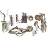 An Inkerman whistle and chain with lion head circular mount,