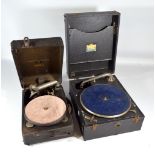 A Columbia No.100 portable gramophone and a Formum portable gramophone (2).