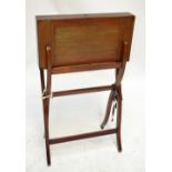 A late 19th century mahogany and inlaid campaign travelling desk raised on square section shaped