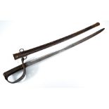 A military issue British heavy cavalry sabre, with checkered leather grip,