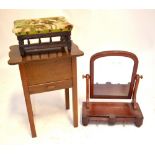 A Victorian mahogany swing toilet mirror with two drawers to the base,