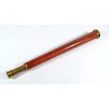 F HARRIS & SON OF LONDON; a 1.5" single-draw brass telescope with wooden barrel, length 49cm.