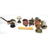 A group of scientific instruments and technical devices including a Pye & Co galvanometer,