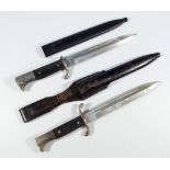 A WWII period German fireman's dress dagger with checkered grip, unnamed blade,