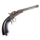 An unusual single barrel needle fire pistol with screw-in breech,