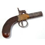 A small percussion cap muff pistol with octagonal barrel,