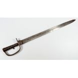 An early steel bayonet, with wrythen moulded grip, push button locking arm and engraved langet,