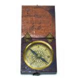 A mid-19th century mahogany cased travel/pocket compass,