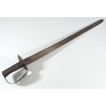 An early 19th century naval boarding cutlass, with ribbed grip and figure of eight guard,