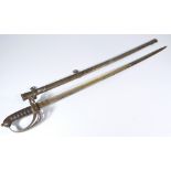 A Victorian light infantry sword, with wirework shagreen grip,