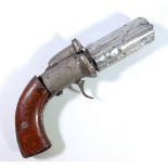 A percussion cap six shot pepperbox revolver (for complete restoration), length 20cm.
