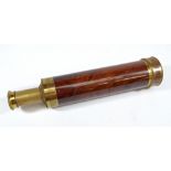 DAVIS OF DERBY; a 2.25" brass five-draw telescope with rosewood barrel, length 25.5cm.