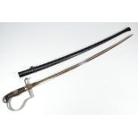 An early 20th century sabre, with wirework ebonised grip,