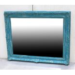 A bevelled wall mirror with painted frame, 124 x 101cm.