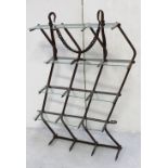 A vintage harrow, converted to form a set of shelves, width 138cm.