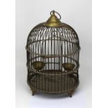 A Victorian brass dome-shaped bird cage, height 52cm.