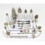 A quantity of hallmarked silver and white metal items to include a vesta case, butter knife,