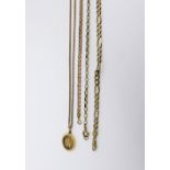 Three 9ct gold link chain bracelets (one af),