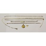 A 9ct gold fine link bracelet, two 9ct gold chain link bracelets,