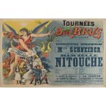 An early 20th century French advertising linen lithograph advertising poster for 'Tournees Jean