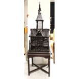 A late 19th/early 20th century Gothic-style large bird cage, carved and pierced decoration,