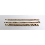 Three 9ct gold link chain bracelet, approx combined 23g (3).