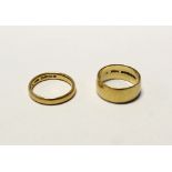 Two 18ct gold ladies' wedding bands, size M, combined approx 10.2g (2).