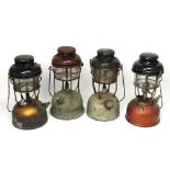 Four vintage guard's storm lamps (4).