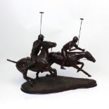 Gill Parker; a limited edition equestrian bronze sculpture 'Polo Slipping his Man', signed,