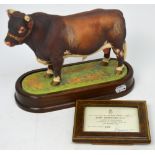Royal Worcester; a figure of a 'Dairy Short Horn Bull' modelled by Doris Lindner 1965,