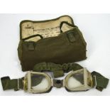 A cased pair of military 'Protector's Eye Anti-Mine Goggles'.