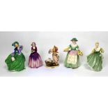 Four Royal Doulton figurines, RD835666 'Autumn Breezes', 'Daffy-Down-Dilly',