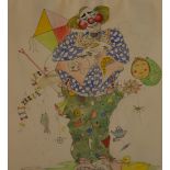 ELIZABETH WHELAN; a late 20th century watercolour of a clown, signed and dated 1979 lower-middle,
